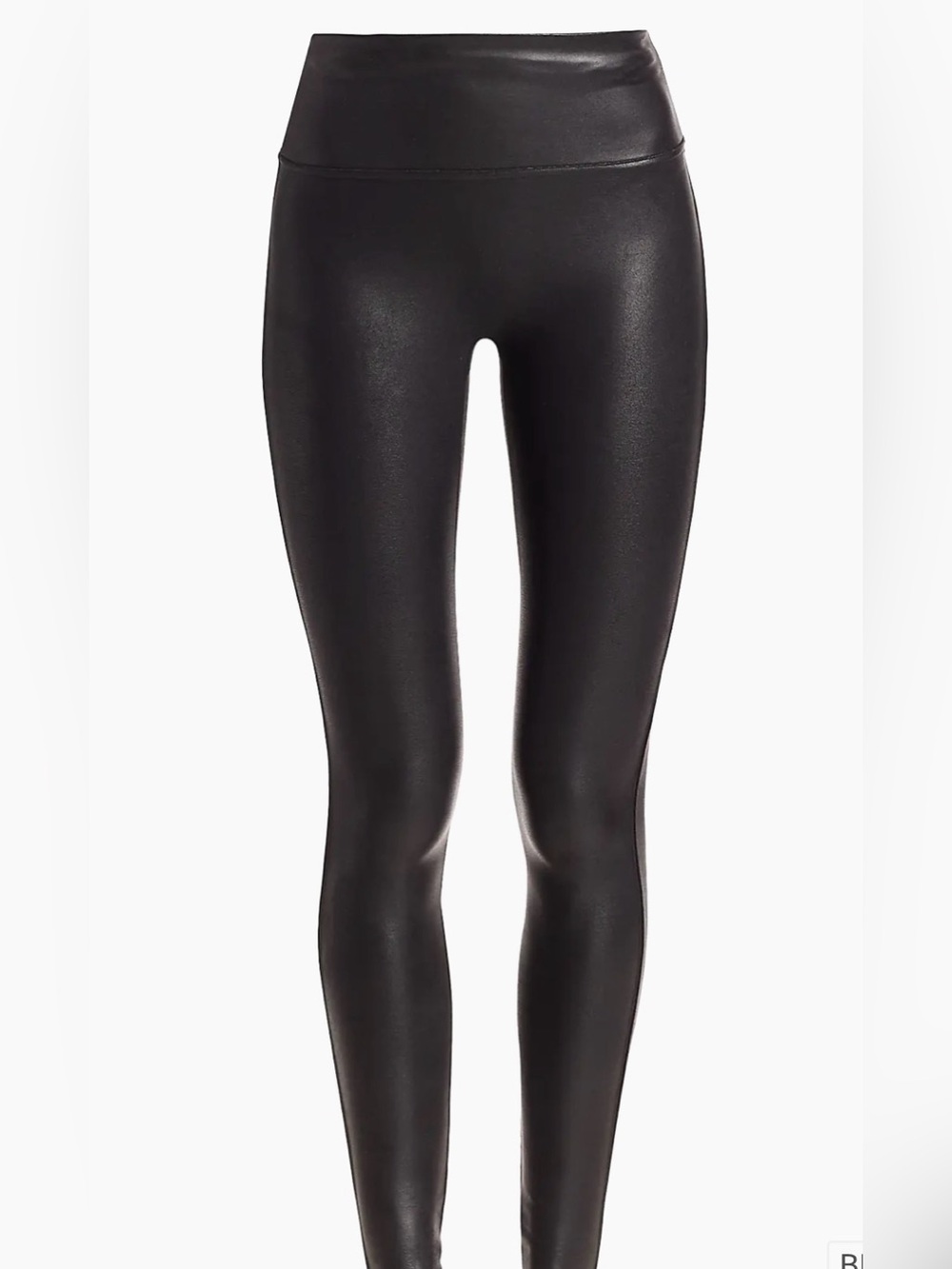 SPANX High-Waist Black Faux-Leather Leggings (worn once)